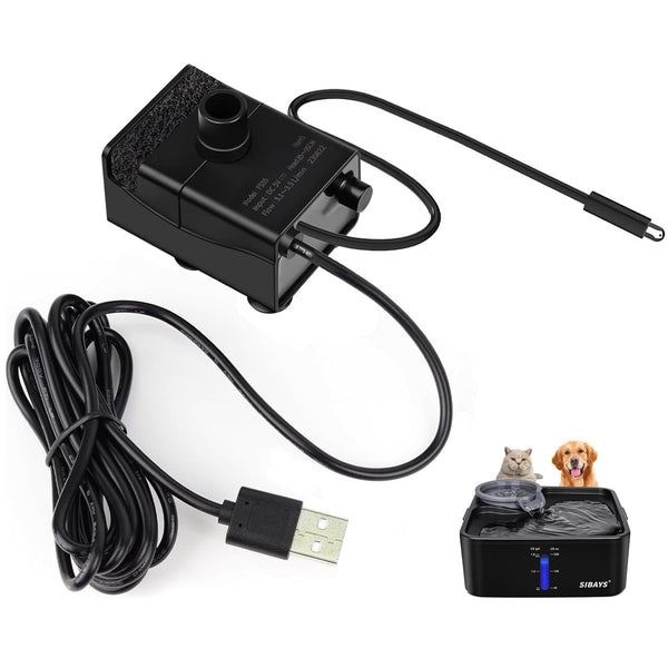 SIBAYS Cat Water Fountain Pump Pet Water Fountain Replacement 1.8 Gal Large Dog Water Fountain Pump Mini Submersible Pump Ultra Quiet