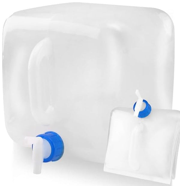 Ksheria 10L Collapsible Water Container with Spigot Large Capacity Foldable Water Canteen Lightweight Portable Water Carrier with Handle Square Water Bucket for Outdoor Camping Emergency Survival.
