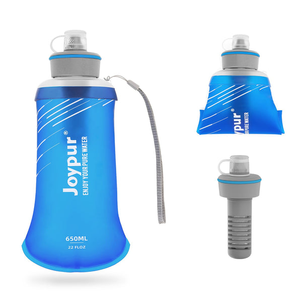 joypur Water Filter Bottle Survival - 650ml Collapsible Water Bottle with Filter Squeeze Water Filter Bottle Hiking Backpacking Camping Portable Water Filter with NSF/FDA Certification Blue
