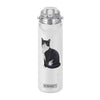 Black & white Cat Stainless Steel Water Bottle 24 Oz. with Spill Proof detachable straw - Double walled Vacuum Insulated water flask - Realistic 3D Print - SERENGETI waterbottle (Black and white Cat)
