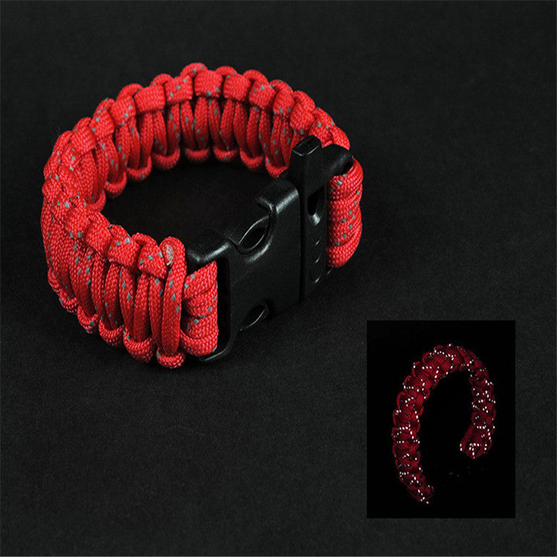 Survival Paracord Bracelet with Whistle and Reflective Rope