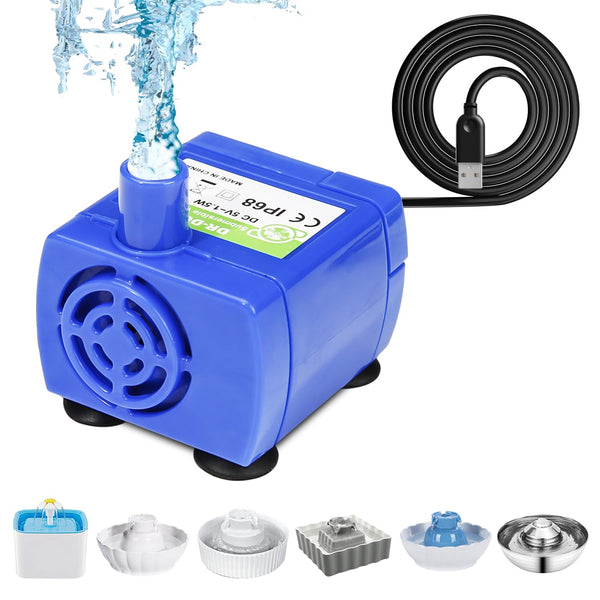 Cat Water Fountain Pump Replacement Pump (No LED light) for Cupcake Ceramic Cat Drinking Fountain Pet Fountain Pump for Water Dispenser Ultra Quiet Cat Dog Drinking Fountain Pump