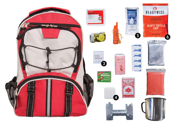 Wise Company Survival Kit Food and Emergency Supply Backpack Red
