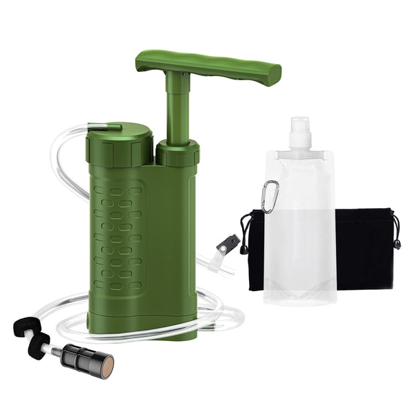 Ginkin Water Filter Pump 0.01 Micron 5-Stage Water FilterPortable Outdoor Emergency and Survival Gear - Camping Hiking Backpacking (k8188 Green)