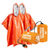 Monterra Emergency Survival Poncho. 2 Thermal Mylar Space Blanket Rain Ponchos. Camping Accessories Outdoor Survival Gear and Equipment EDC. (Orange)