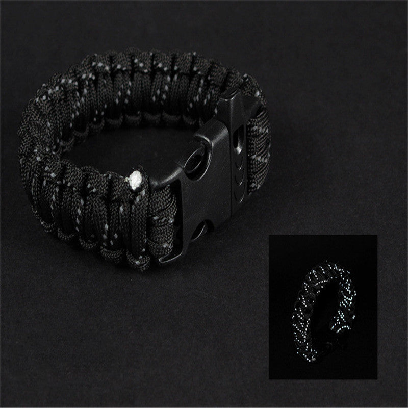 Survival Paracord Bracelet with Whistle and Reflective Rope