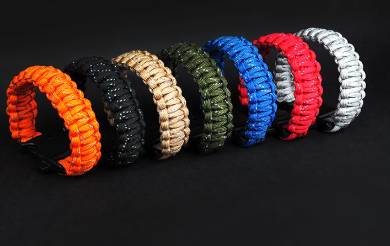 Survival Paracord Bracelet with Whistle and Reflective Rope