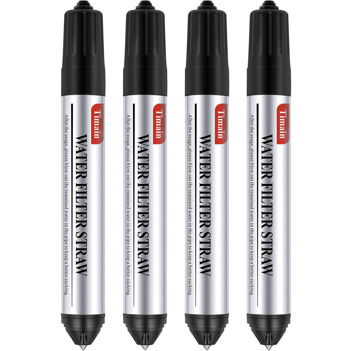 4 Pack Timain Mini Water Filter StrawsWater Purifier Survival for Emergency PreparednessBreak GlassTravelCamping HikingFishingHunting (4)