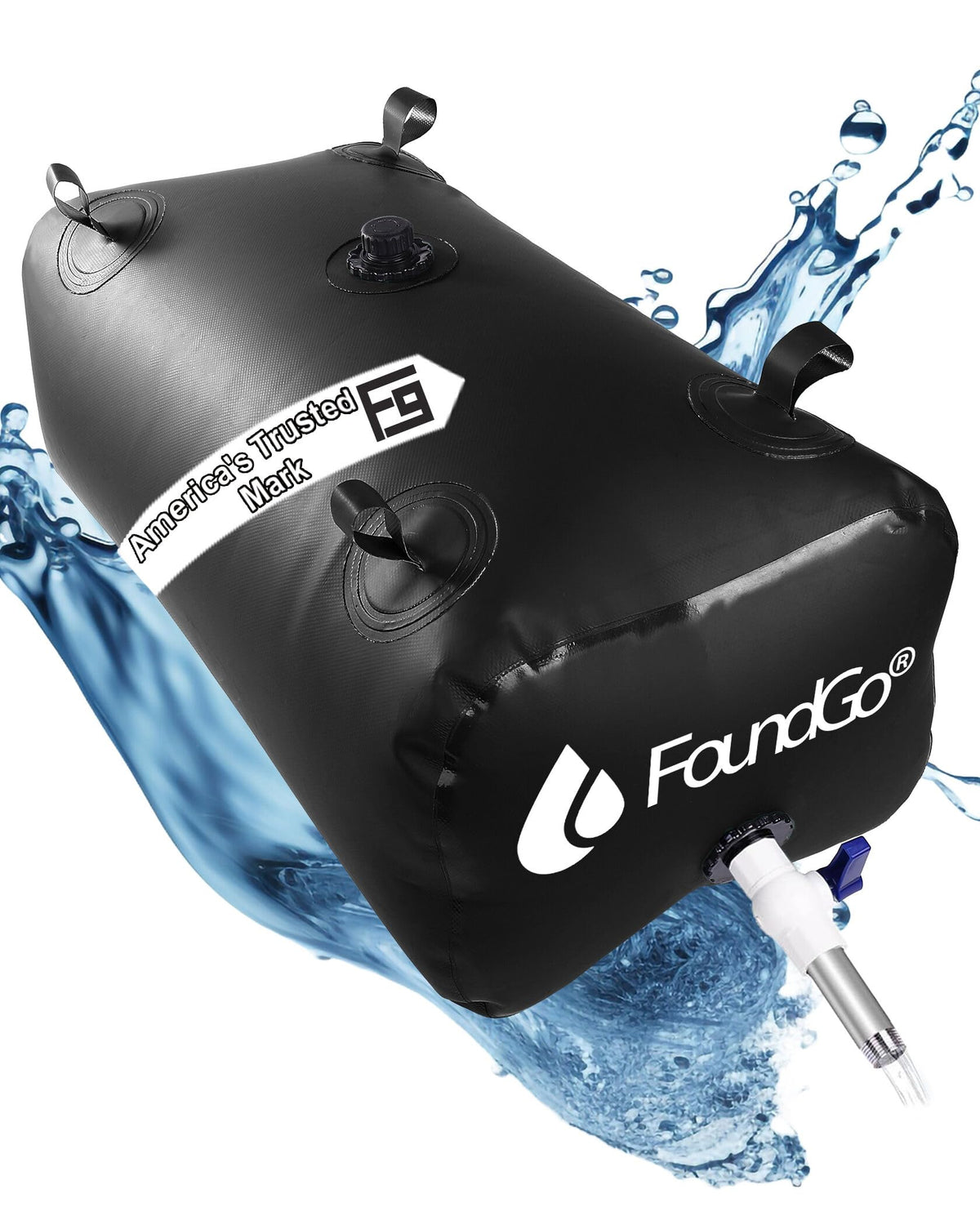 FoundGo 245L/65gal Water Storage Bladder Emergency Water Storage Tank Large Capacity Water Containers Portable Vinyl Water Storage Barrel for Outdoor/Survival/RV/Garden (Black)