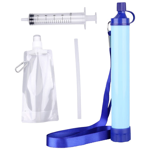 10000 Gallons Outdoor Personal Water FilterUltralight 0.01Micron 4-Stage Filtration System Portable Water Purifier Survival Straws for Outdoor Travel Wilderness Expedition and Emergency situations
