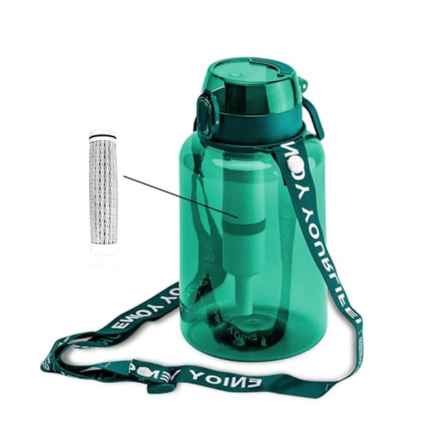 LynsaTac 40 OZ Water Filter Bottle with 3-Stage Filtration - Ideal for Survival Camping Hiking Backpacking and Emergency - Portable&Reusable Filtered Water Bottle with Strap