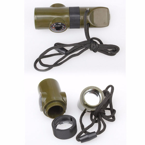7-in-1 Multifunctional Whistle and Compass Survival Tool