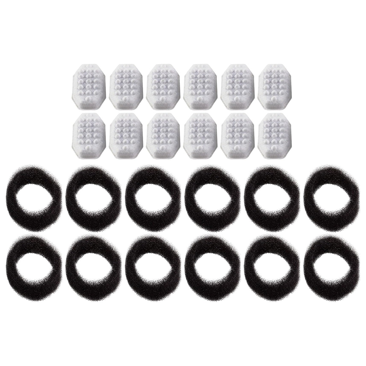 PET STANDARD Cat Water Fountain Filter Replacement & 12 Pack Replacement Pre-Filter Sponges Compatible with Rellaty and Neareal 108oz/3.2L Automatic Cat Water Fountain Pack of 12