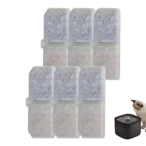 Cat Water Fountain Filter 6PCS Triple Filtration Pet Drinking Dispenser Filter with Resin and Activated Carbon to Keep Your Pet Healthy Individually Packed Cat Water Fountain Filters